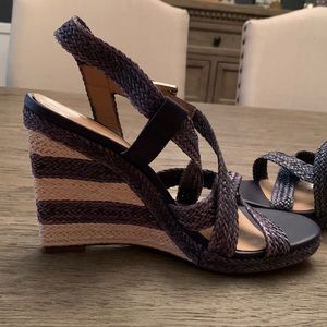 Banana Republic raffia woven wedge. Stripe wedge heel. Size 8. Never worn